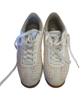 Puma Women’s Cream and White Woven Lace-Up Sneakers